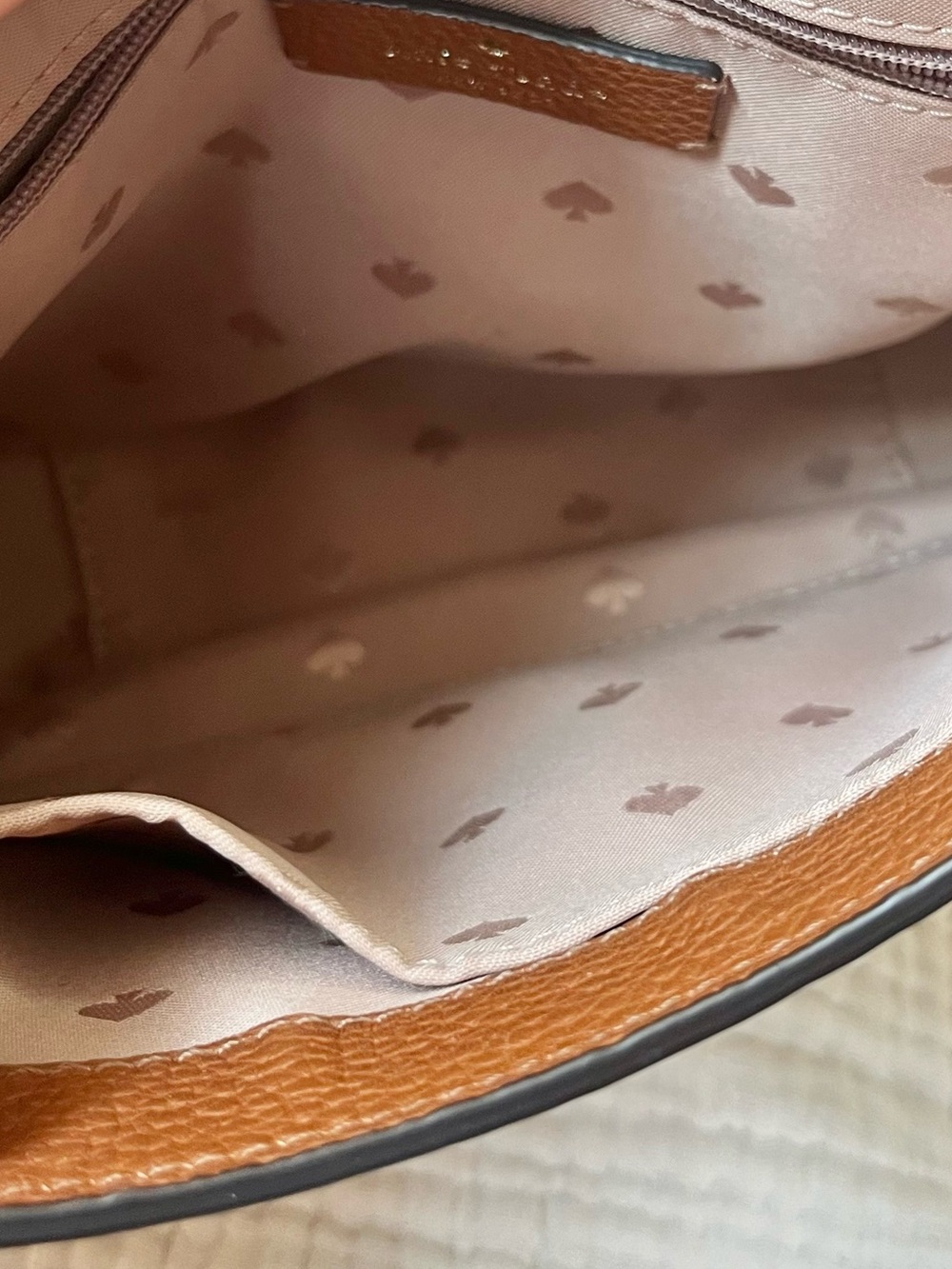 Kate Spade Camel Tan Pebbled Leather Crossbody Bag Foldover Purse - Picture 5 of 8